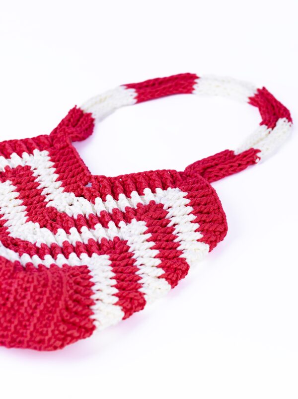 Bolso de Crochet rojo y blanco de hombro - Imagen 3