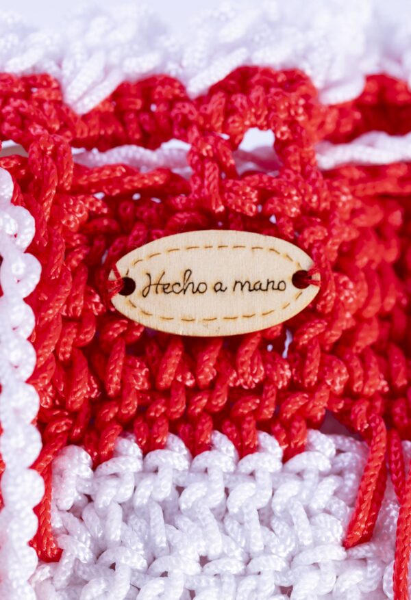 Bolso de Crochet rojo y blanco - Imagen 3