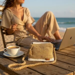 Bandolera de Crochet Beige, Elegancia Bohemia y Comodidad para tu Día a Día