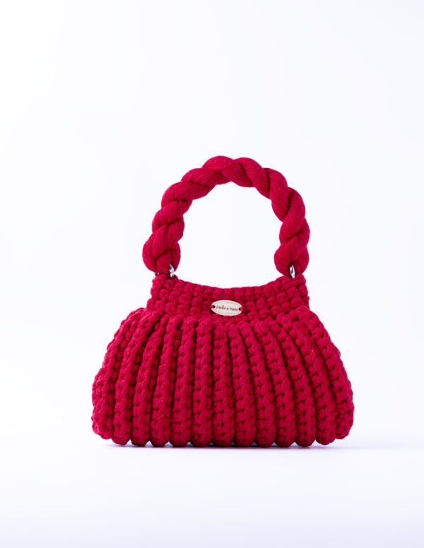 Bolso crochet rojo de mano - Imagen 3