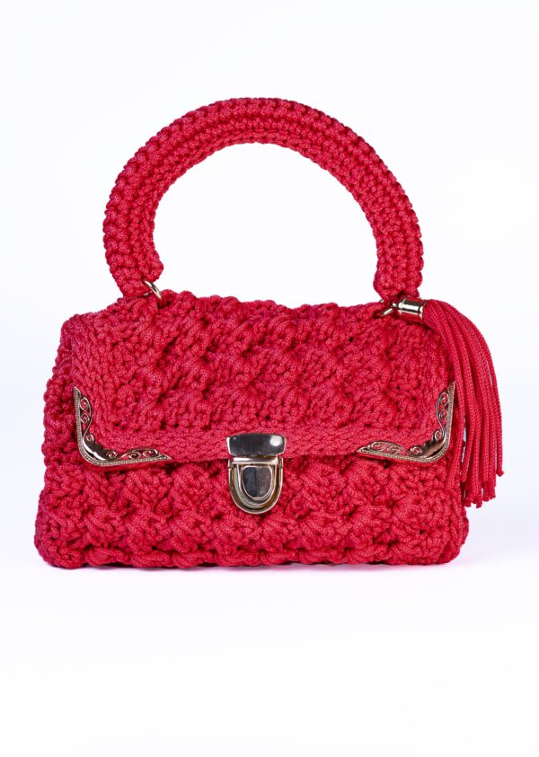 Bolso crochet rojo de mano