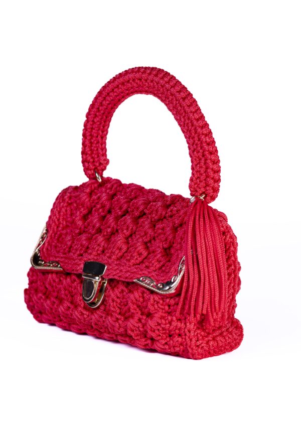 Bolso crochet rojo de mano - Imagen 5