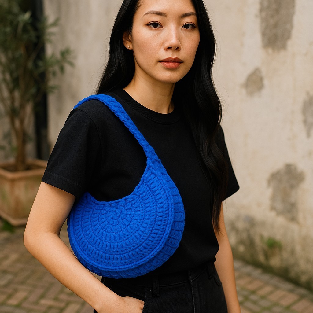 Bolso de Crochet Azulón en Trapillo, Moderno y Artesanal - Imagen 3
