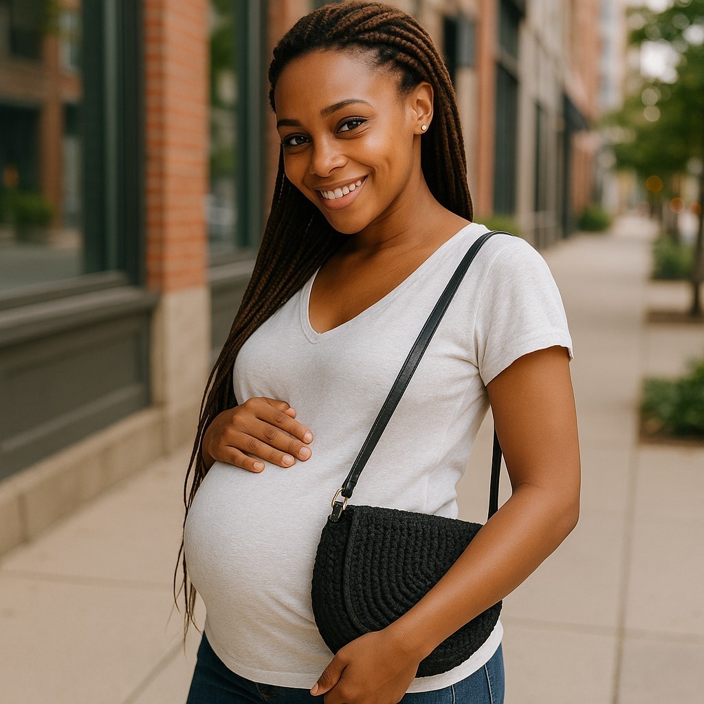Bolso de Hombro en Crochet Negro, Elegante y Artesanal - Imagen 3