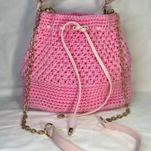 bolso crochet rosa de hombro